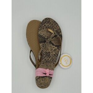 Solei Sea Brown Snakeskin Print Sandals Flip Flops Size 10 Womens Open Toe Shoes